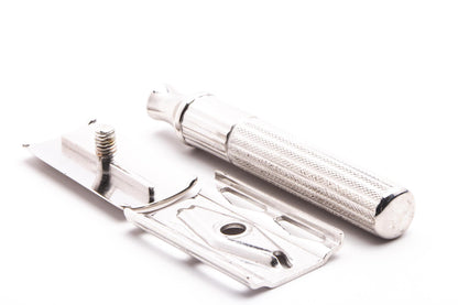 1976 W1 Gillette Fat Handle Tech Double Edge Safety Razor | Factory Nickel Revamp