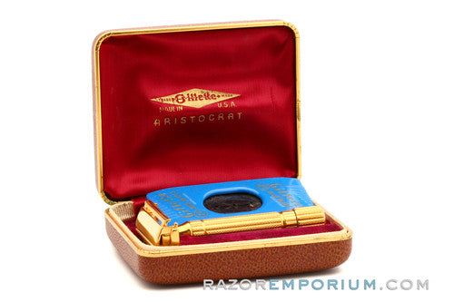 1951 Gillette W2 Aristocrat w/ Leather Case and Original Blade Dispenser