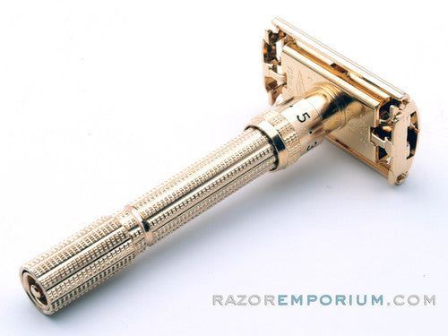 1964 J3 Gold Gillette Slim Adjustable Aristocrat Safety Razor W/ Case & Bladebank