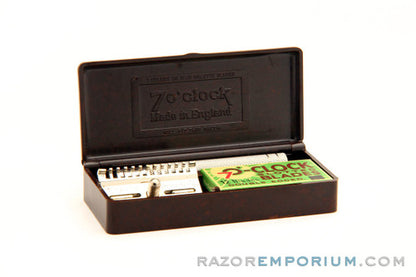 1930's Gillette 7 O'Clock Made in England Open Comb DE Safety Razor Set