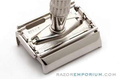 1956 Gillette Red Tip Heavy Super Speed Safety Razor B2 Rhodium