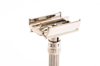 1967 M3 Gillette Slim TTO Adjustable Double Edge Safety Razor | Factory Nickel Revamp