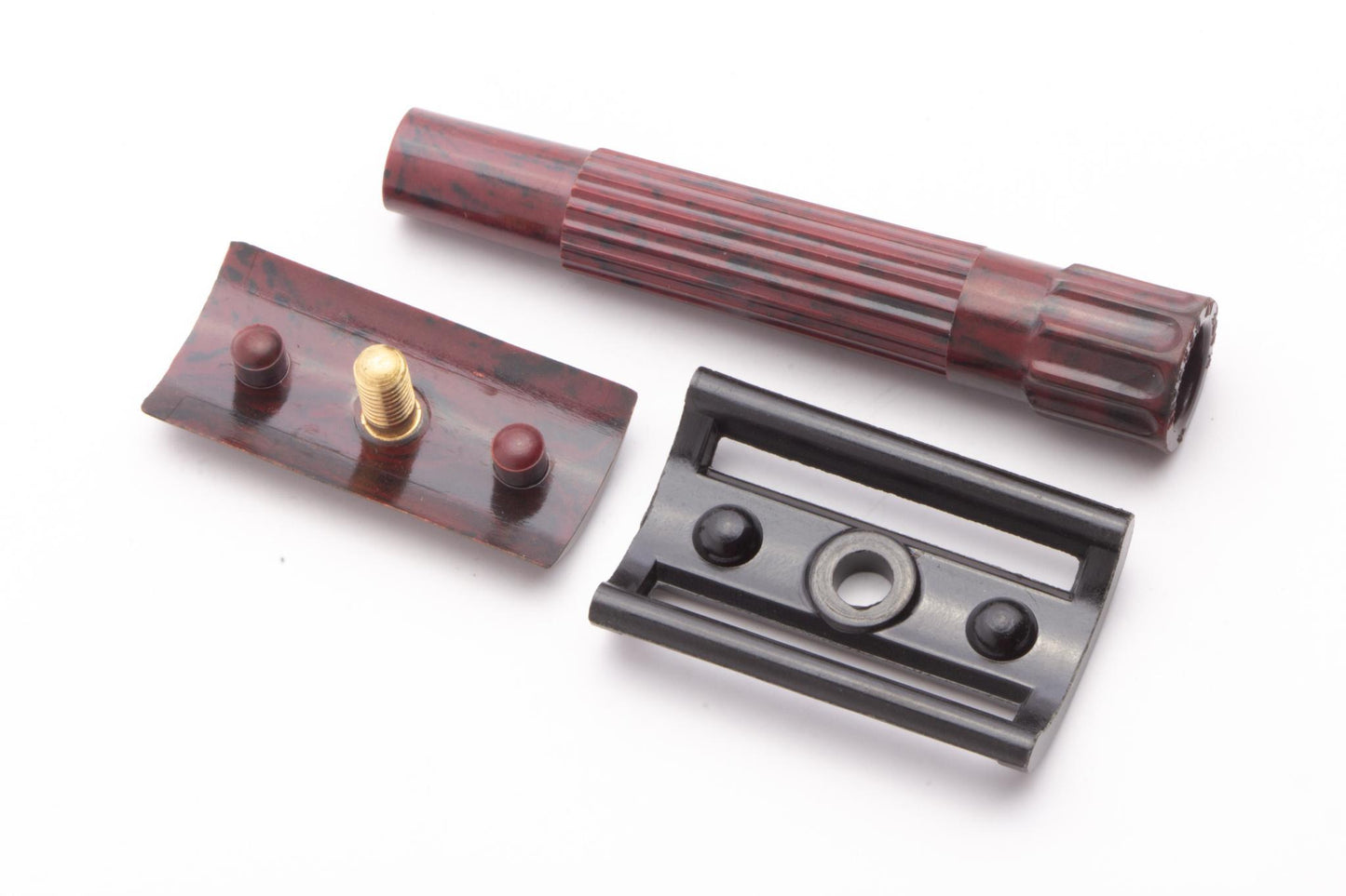 1930's Red Marble Bakelite Slant Double Edge Safety Razor | Original Condition
