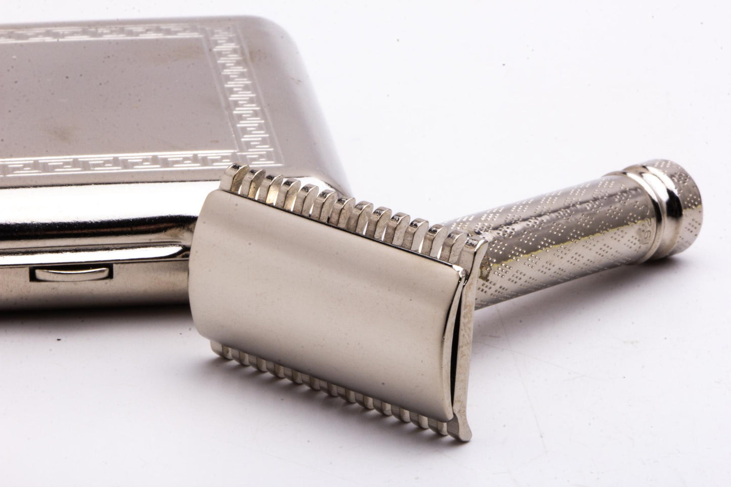 1920s Gillette New Improved Tuckaway Safety Razor Set w/ Case and Blade Bank | Factory Nickel Revamp
