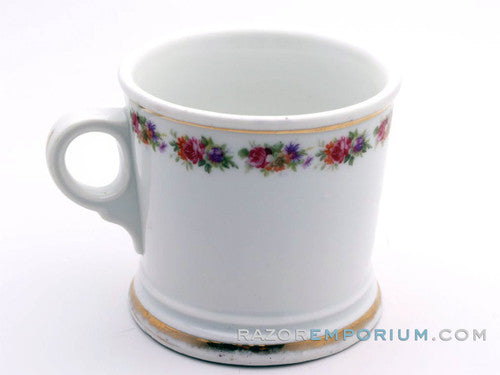 Pink Flowers White Shave Mug
