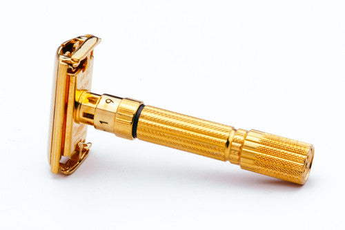 1959 Gillette $1.95 Fatboy Adjustable Double Edge Safety Razor 24K Gold Revamp