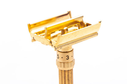 1966 L1 Gillette Gold Slim Aristocrat Adjustable Safety Razor Set | Original Condition