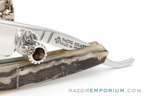 6/8" Thiers-Issard Hollow Ground Round Tip Ram Horn Straight Razor