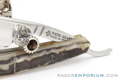 6/8" Thiers-Issard Hollow Ground Round Tip Ram Horn Straight Razor