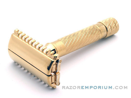 1948 Gillette Gold Aristocrat No. 15 DE Safety Razor w/ Case & Blade Bank