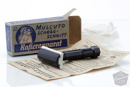 1940's Mulcuto Schrag-Schnitt Slant Razor with Original Packaging