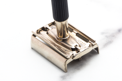 1971 R3 Gillette Black Handle Super Speed Safety Razor |  Factory Nickel Revamp