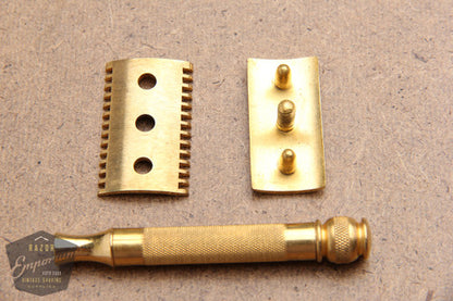 Gillette 1930's Gold Ball End Old Type Style Double Edge Razor - 3 Piece