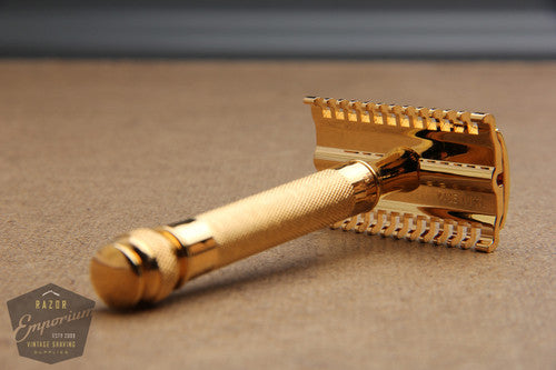 Gillette 1920's Ball End Long Comb "NEW" DE Safety Razor * 24K Gold REVAMPED
