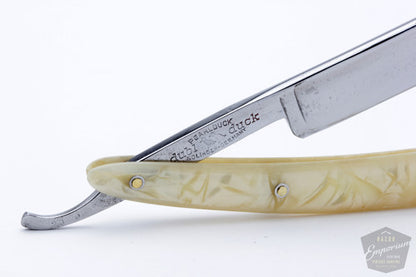 5/8" Dubl Duck Pearlduck Goldedge Straight Razor w/ Original Gold Inlay Celluloid Scales | Solingen, Germany