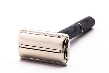 1983 D2 Gillette Super Adjustable "Black Beauty" Double Edge Safety Razor | Factory Nickel Revamp