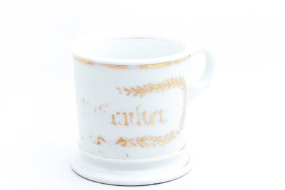 Gold Leaf White Vintage Wet Shaving Mug