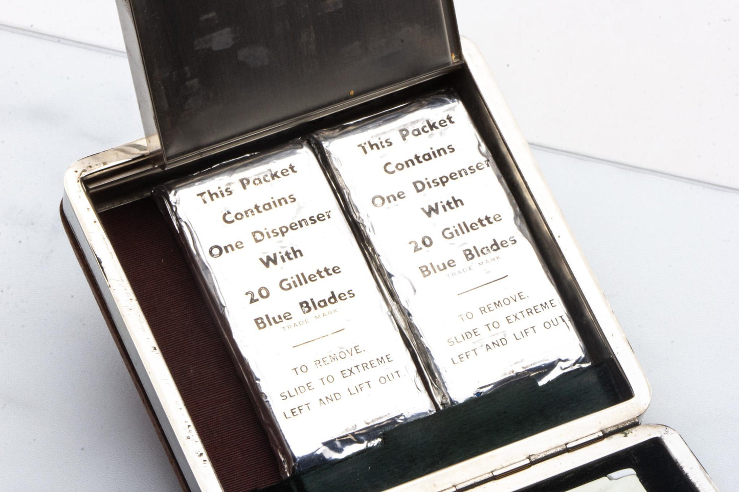 1948-1951 Gillette Rhodium Executive Razor in Ostrich Leather Case | Original Condition
