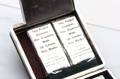 1948-1951 Gillette Rhodium Executive Razor in Ostrich Leather Case | Original Condition