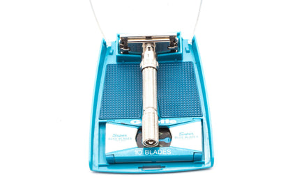 1965 K2 Gillette Slim Adjustable Double Edge Safety Razor Set | Original Condition