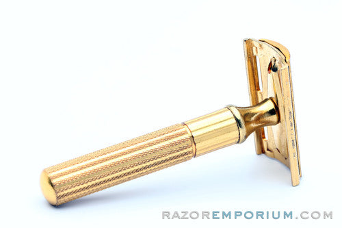 1947-51 Gillette Fat-Handle Tech Gold DE Safety Razor