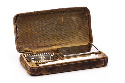 1918 Gillette Ball End Old Type Khaki Service Double Edge Razor Set | Original Condition