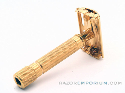 1948-1951 Gillette  Aristocrat DE Safety Razor w/ Leather Case & Blade Bank | 24K Gold Revamp