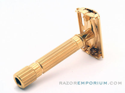 1948-1951 Gillette  Aristocrat DE Safety Razor w/ Leather Case & Blade Bank | 24K Gold Revamp