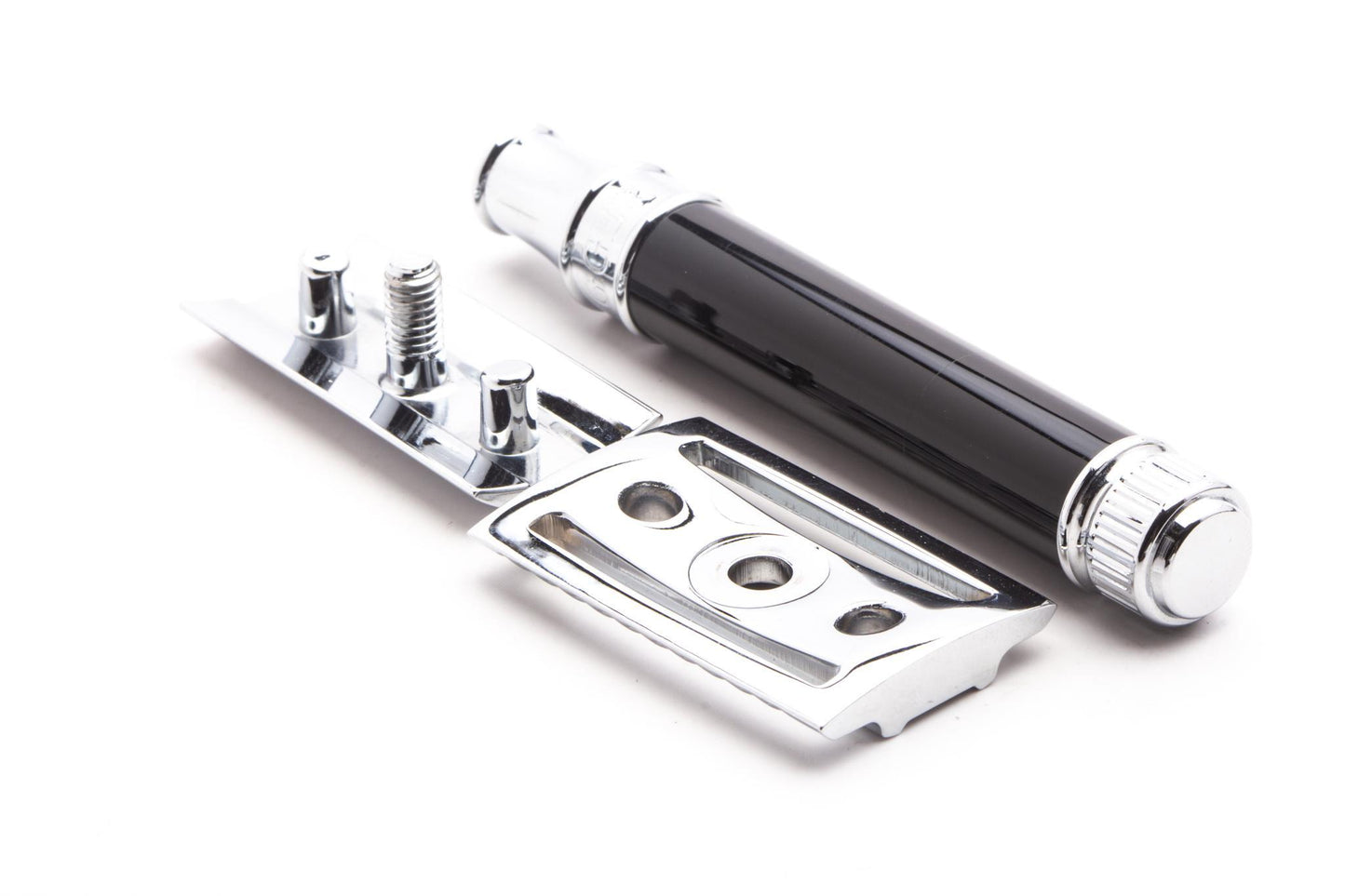 Edwin Jagger DE86 Classic Black Double Edge Razor & Stand