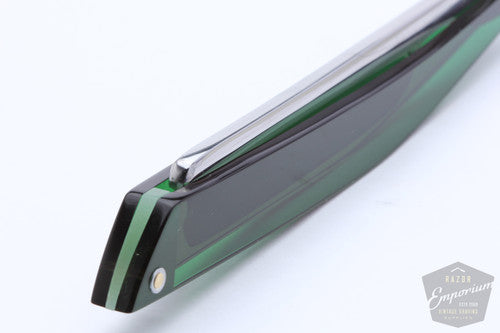 5/8'' Klas Tornblom Faux Frameback | Sleek custom Forest Green Acrylic Straight Razor