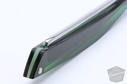 5/8'' Klas Tornblom Faux Frameback | Sleek custom Forest Green Acrylic Straight Razor