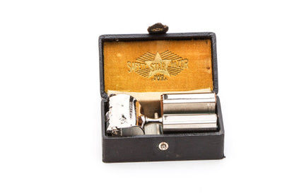 Star A.S.R. Corp 1912 Single Edge Safety Razor w/ Orig. Leather Case & Blades