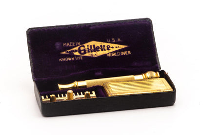 1920's Gillette "College Set" Old Type Ball End Double Edge Safety Razor Set | Original Condition