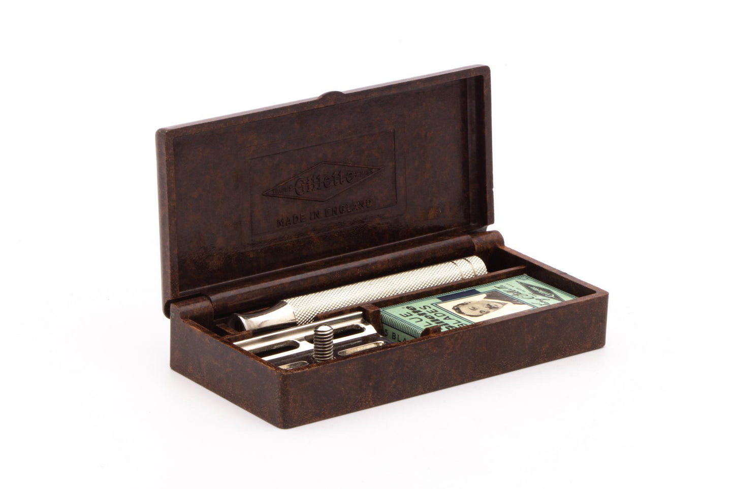 1948 Gillette British Tech Three Piece Safety Razor Set | Original Condition
