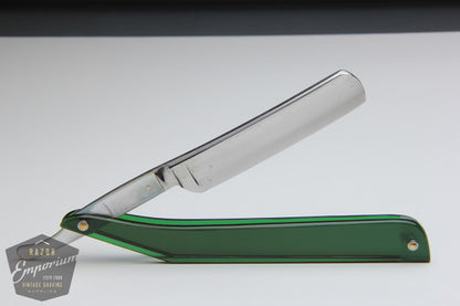 5/8" H. Boker Edelweiss Straight Razor w/ Green Acrylic Scales Hollow | Solingen, Germany