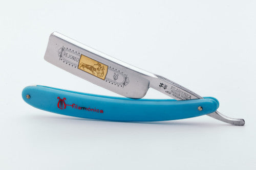 7/8" Filarmonica #14 Medallon Taurino Straight Razor w/ Coffin & Blue Scales | Spain