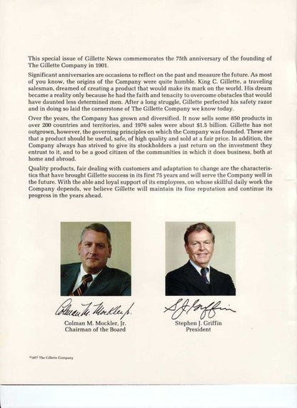 The Gillette Company 1901-1976 75th Gillette News