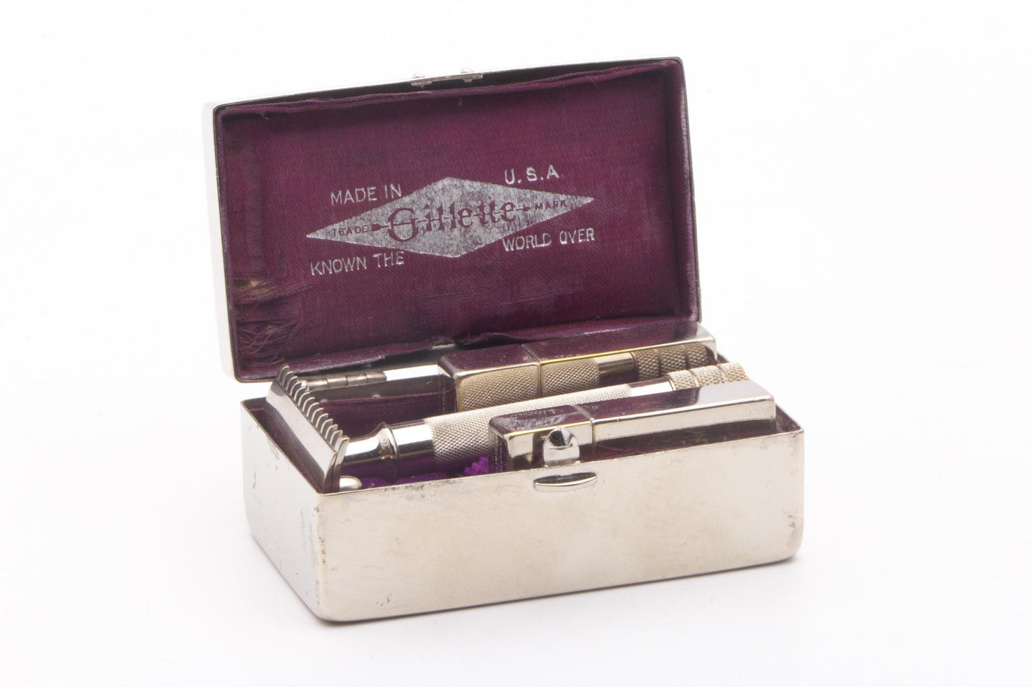 1917 Gillette Silver Single Ring Old Type Double Edge Safety Razor Set | Original Condition