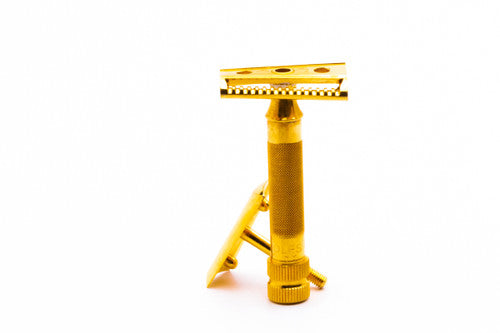 1960's Coles Gold Slant Double Edge Safety Razor Set