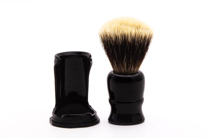 Vintage Restored | Black Handle Shaving Brush with Matching Stand