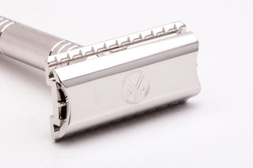 Yates Precision Shaving Model 921-H Scallop Bar Double Edge Safety Razor | Rhodium