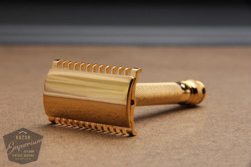 Gillette 1920's Ball End Long Comb "NEW" DE Safety Razor * 24K Gold REVAMPED