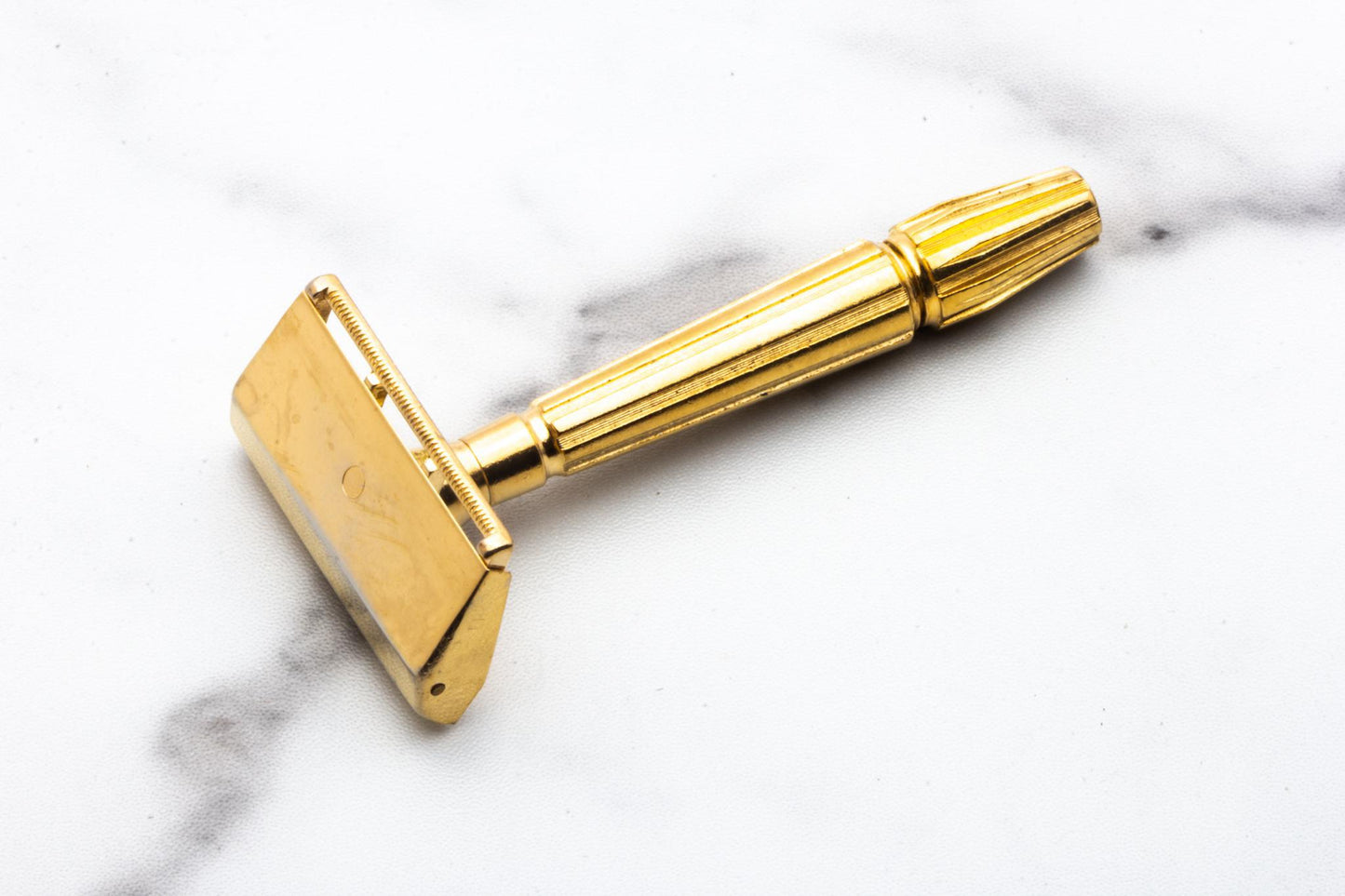 1940's Gem Micromatic Gold "Bullet Tip" Single Edge Safety Razor w/ Case & Blade Bank | Original Condition