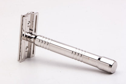 Yates Precision Shaving Model 921-H Scallop Bar Double Edge Safety Razor | Rhodium