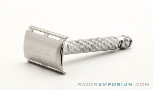 1969 O1 Gillette Spiral Handle Ball End Tech Safety Razor Factory Nickel Revamp