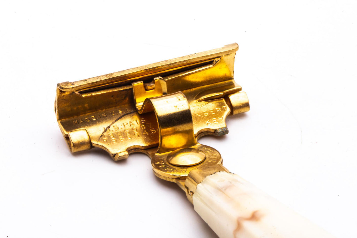 1946-55 Eversharp-Schick Type G Gold Injector With Cream Marble Handle | Original Condition
