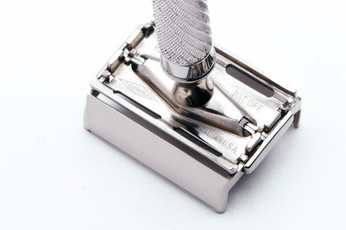Gillette 1948 Executive DE Safety Razor Set w/ Ostrich Leather Case, Blade Bank, and Original Box