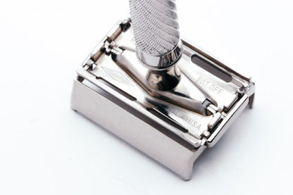 Gillette 1948 Executive DE Safety Razor Set w/ Ostrich Leather Case, Blade Bank, and Original Box