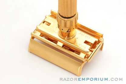 1960 Gillette F4 Toggle Adjustable DE Safety Razor | 24K Factory Gold Revamp