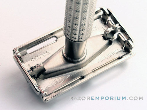1959 E1  Gillette Flair Tip Super Speed Safety DE Razor | Factory Nickel Revamp
